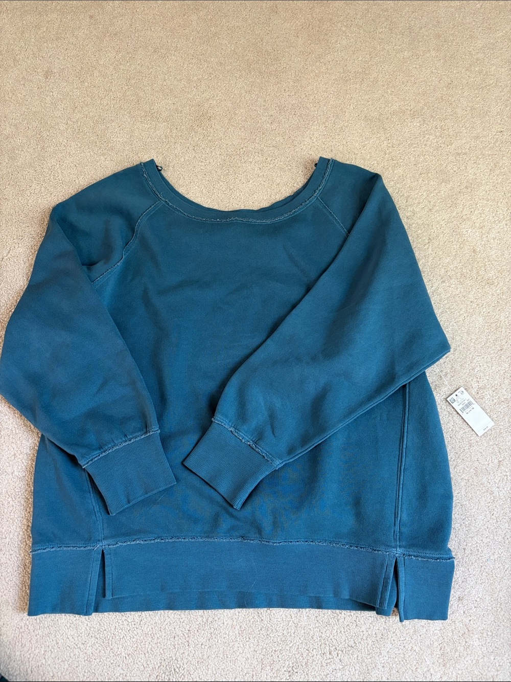 Girls off the shoulder Old Navy Teal Scoopneck Crew Sweatshirt